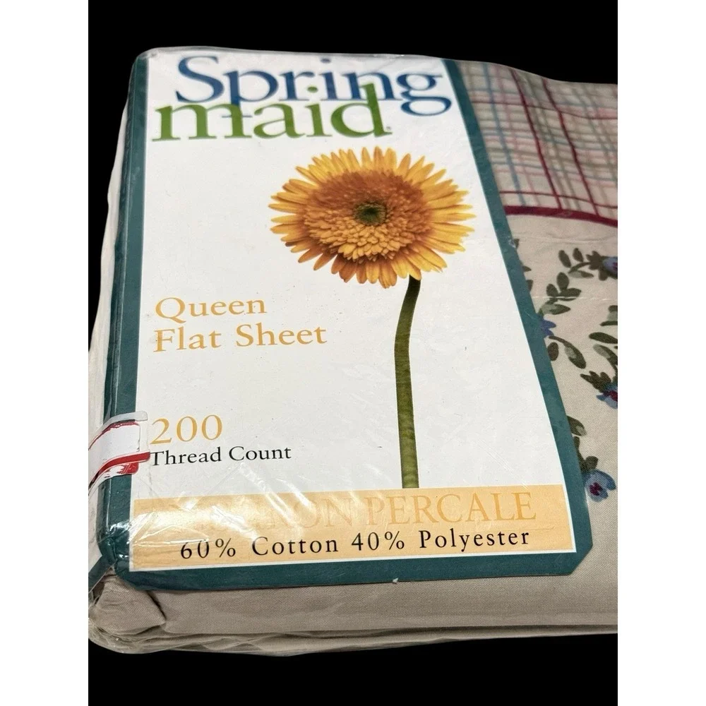 Springmaid Queen Flat Sheet Petra‎ 200 Thread Count No-Iron Percale NOS USA Made